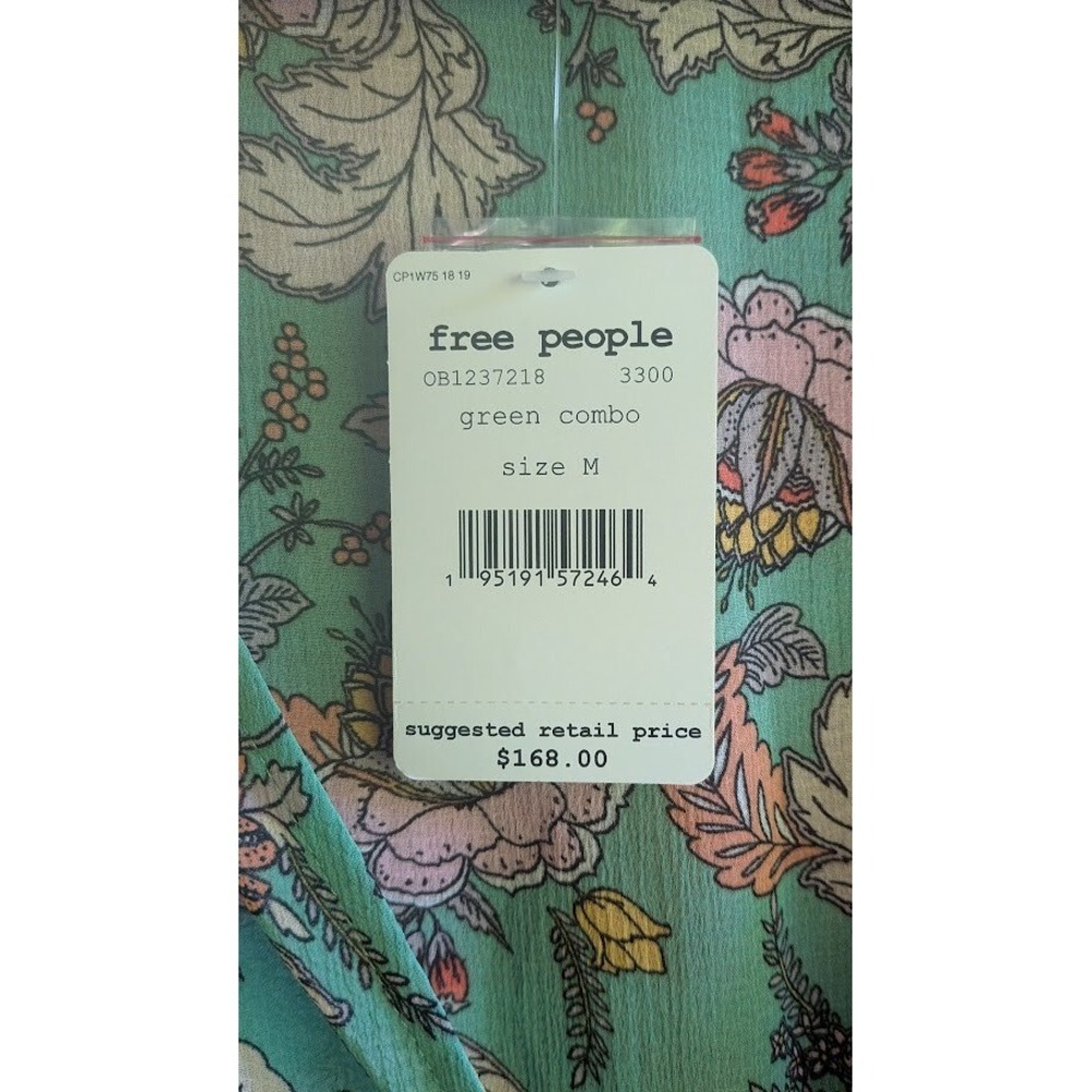 Free People Earthfolk Duster Dress M Flowy Button Runched Boho Cottagecore New - Picture 6 of 16